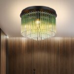 Plafonnier vert lampe de plafond 5 flammes lampe de salon tiges de verre, métal noir, 5x e14, dxh 32x23 ... Plafonnier vert lampe de plafond 5 flammes lampe de salon tiges de verre, métal noir, 5x e14, dxh 32x23 ...