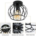 Plafonnier vintage industriel, luminaire plafonnier e27 r�tro cage design, lampe de plafond en m�tal ...