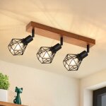Plafonnier zmh 3 spots de plafond en bois et mtal, 35917cm, 350orientable , e14 max. 25w pour salon ...