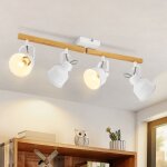 Plafonnier zmh spot de plafond 4 ampoules blanc : vintage pivotant 350 max. 25w douille e14 industrielle ...