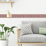 Plage - frise adhsive artistique 10 cm x 300 cm - dcoration murale multicolore, formes abstraites