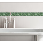 Plage - listel adh�sif d�coratif jungle, 5 cm x 180 cm, feuilles de bananier et exotiques, tons verts, ...