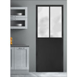 Plage - sticker mural industriel noir, trompe l'oeil porte atelier, 204 cm x 83 cm