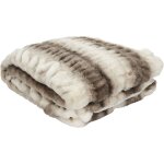 Plaid 140x200 cm imitation fourrure blanc et marron