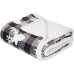 Plaid cocooning ultra doux réversible gris et blanc motif rennes 150 x 200 cm pour noël et l'hiver parfait ... Plaid cocooning ultra doux réversible gris et blanc motif rennes 150 x 200 cm pour noël et l'hiver parfait ...
