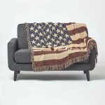 Plaid en coton drapeau am�ricain, 125 x 150 cm - homescapes