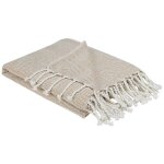 Plaid en coton tiss� beige et blanc 130 x 160 cm couverture douce et confortable pour int�rieur boho ...