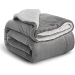 Plaid couverture polaire sherpa gris 152x202cm - couverture de lit r�versible double face douce et chaude ...