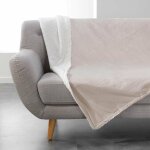 Douceur d'intrieur - plaid couverture velours sherpa austral lin 125 x 150 cm