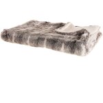 Plaid couvre lit effet fourrure 150 x 200 cm en tissu marron et blanc doux au toucher idal pour habiller ...