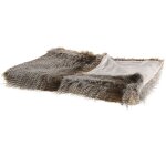 Beliani - plaid couvre lit effet fourrure doublé 150 x 200 cm en tissu marron et blanc doux au toucher ... Beliani - plaid couvre lit effet fourrure doublé 150 x 200 cm en tissu marron et blanc doux au toucher ...