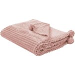 Beliani - plaid douillet dcoratif couvre lit rose 150x200 cm idal pour habiller fauteuil ou canap ...