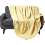 Plaid ou jet de canap halden jaune  motif chevrons en coton, 150 x 200 cm - homescapes