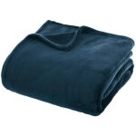 Atmosphera - plaid ollis en flanelle bleu gen 180x230cm crateur d'intrieur