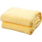 Plaid polaire jaune 100�140 cm, doux et chaud, id�al b�b�, jet� de canap� facile entretien