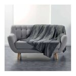 Douceur d'int�rieur ? plaid en flanelle 180x220cm gris ? texture moelleuse ? confort optimal pour moments ...