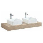 Plan de toilette suspendu pour vasque will - 120 cm - ep. 12 cm + equerres invisibles - dcor chne