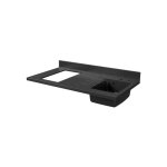 Plan de travail monobloc planiquartz avec �vier - 120 cm - nero - �vier � droite - plaque de cuisson ...
