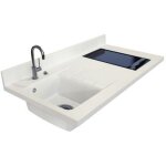 Plan de travail monobloc planiquartz avec �vier - 120 cm - snova - �vier � gauche - plaque de cuisson ...