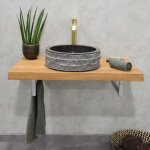 Plan pour vasque en teck massif 90 cm, forme libre - shark