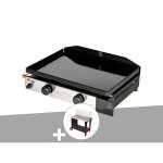 Plancha gaz � poser 2 br�leurs solia 200 - somagic + chariot plancha en m�tal salvia