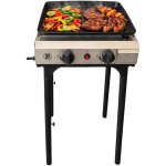 Plancha � gaz 4800w modulable 3 hauteurs 2 bruleurs allumage piezo - plaque de cuisson c�ramique 42x36cm ...