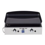 Plancha � gaz 2 br�leurs 5000w ? plaque en fonte �maill�e 47x36cm ? ch�ssis inox r�sistant ? allumage ...