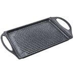 Plancha en pierre lisse en fonte d'aluminium 38x28cm