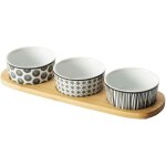 Secret de gourmet - set apritif avec plateau en bambou + 3 coupelles bohemia - l 29, 8 cm - livraison ...