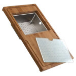 Planche complte en bambou avec vide - sauce inox et planche en verre - l 540 x l 320 x p 30 mm - aquatop ...