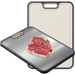 Planche � d�couper double face, en acier inoxydable de qualit� alimentaire avec poign�e, adapt�e � la ...