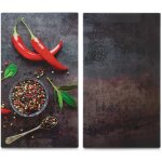 Planche � d�couper en verre, produit design avec impression paprika, outil de cuisine durable et pratique. ...