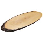 Planche de service en bois d'aulne avec corce - beige - l 40 / 49 x l 17 cm - livraison gratuite