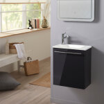 Meuble lave - mains pour wc gris anthracite original avec robinet eau froide
