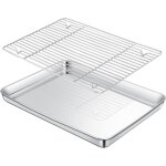 Plaque de cuisson en acier inoxydable avec grille de refroidissement, 31. 5x24. 5x2. 5cm antiadh�sives ...