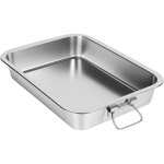 Plaque de cuisson en acier inoxydable avec poign�es - rectangulaire - pour lasagnes, passe au lave - ...