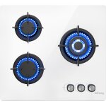 Plaque de cuisson gaz 3 foyers l60 x p51 cm blanc, gaz naturel / propane / butane