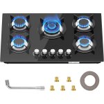 Plaque de cuisson gaz 5 feuxs, plaque de cuisson encastrable 5 foyers, convient pour le gaz naturel ou ...