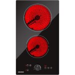 Plaque de cuisson vitroc�ramique 2 feux, 3400w noir encastrable 30x51cm