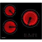 Plaque de cuisson vitroc�ramique 3 feux, 5500w noir encastrable 59x52cm