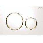 Plaque de d�clenchement wc geberit sigma20 double touche blanc dor� ortviai
