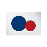 Plaque double chasse blanche avec touche bleu et rouge sigma01 pour bti - support duofix - geberit