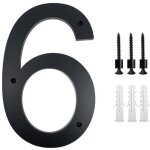 Plaque d'immatriculation de maison 10 pouces (6, noir) plaque d'immatriculation de maison moderne en ...