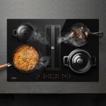Ciarra ? plaque induction aspirante 59 cm ? 7000w ? 4 foyers avec fonction booster ? hotte int�gr�e avec ...