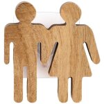 Plaque de porte wc en acacia modele homme femme sur sticker - naturel tendance