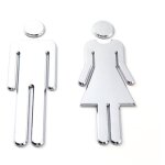 Plaque de porte wc hommes et femmes, 2 pi�ces - panneaux de toilette argent pour h�tels, restaurants ...
