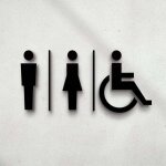 Plaque signal�tique toilettes en relief noir (14x22. 5cm) set adh�sif design toilette. plaques toilette ...