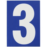 Plaque de signalisation 3, marquage blanc sur fond bleu, panneau pvc adh�sif, 65x90mm thirard