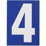 Plaque de signalisation 4, marquage blanc sur fond bleu, panneau pvc adh�sif, 65x90mm thirard