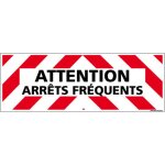 Plaque v�hicule magn�tique ? attention arr�ts fr�quents ? 500 x 150 mm